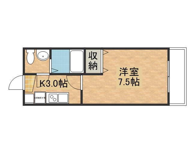 リヴェール海田(1K/2階)の間取り写真