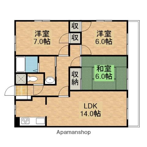 第2山幸マンション(3LDK/2階)の間取り写真