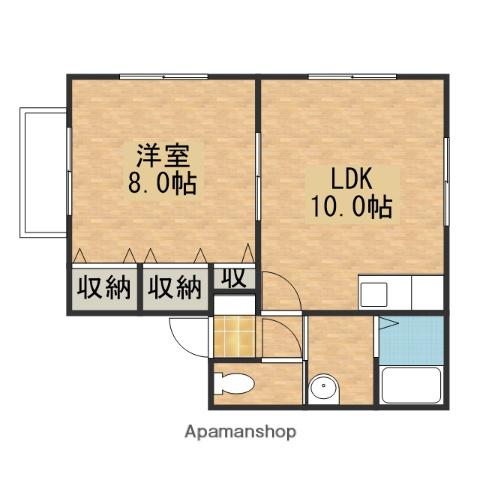 広島県広島市南区 2階建 築22年(1LDK/1階)の間取り写真