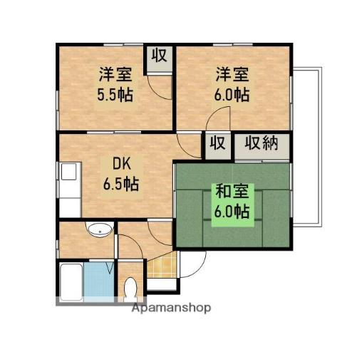 メゾニティ武田 B棟(3DK/1階)の間取り写真