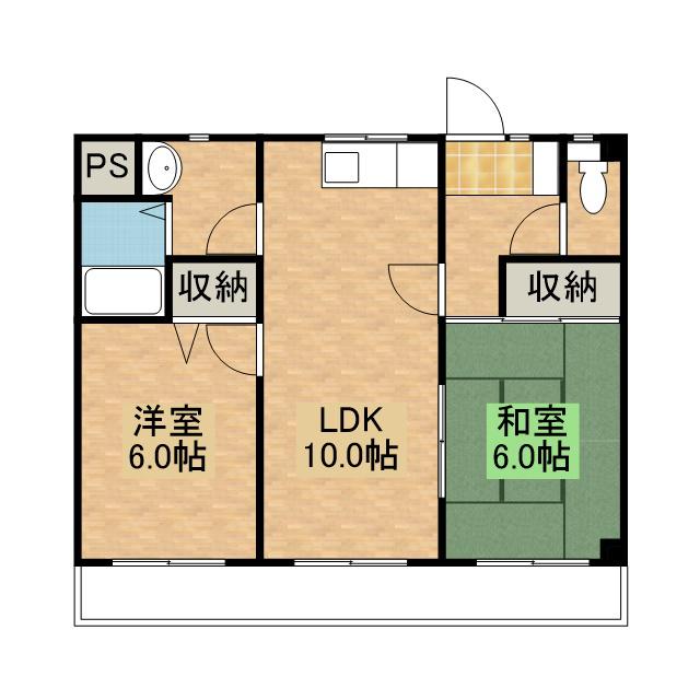 グランドハイツ井出口(2LDK/1階)の間取り写真