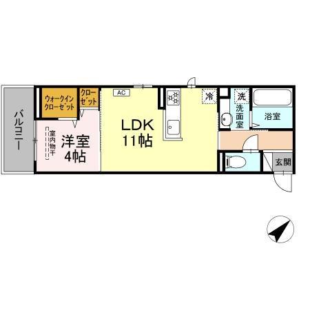 D-ROOM南小路(1LDK/3階)の間取り写真