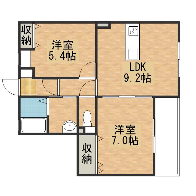 中野APARTMENTS(2LDK/2階)の間取り写真