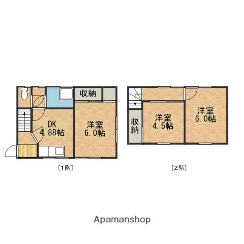 山陽本線 中野東駅 徒歩13分 2階建 築46年(3DK)の間取り写真