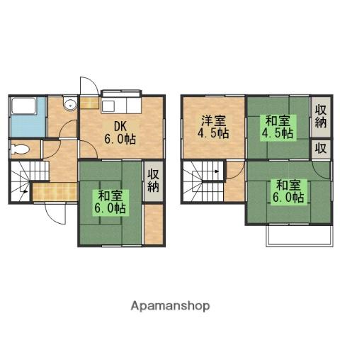 山陽本線 海田市駅 徒歩20分 2階建 築50年(4DK)の間取り写真