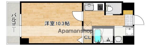 BOARDWALK府中(1K/3階)の間取り写真