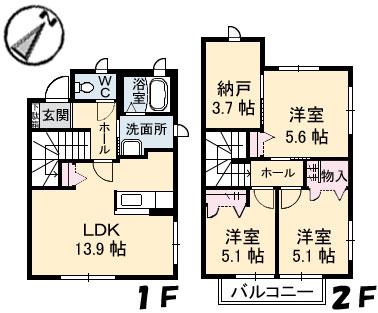 グリーンコート(3LDK/1階)の間取り写真