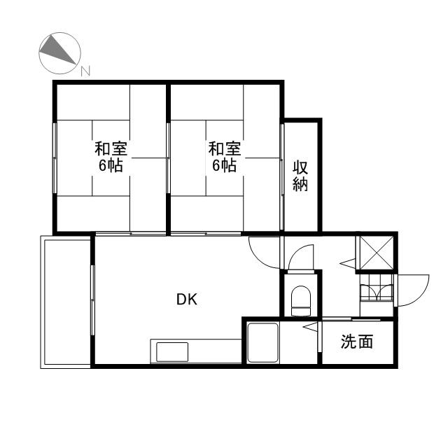 鶴江アレー(2DK/1階)の間取り写真