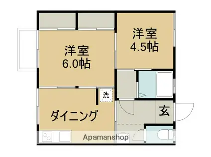 金子アパート(2LDK/2階)の間取り写真