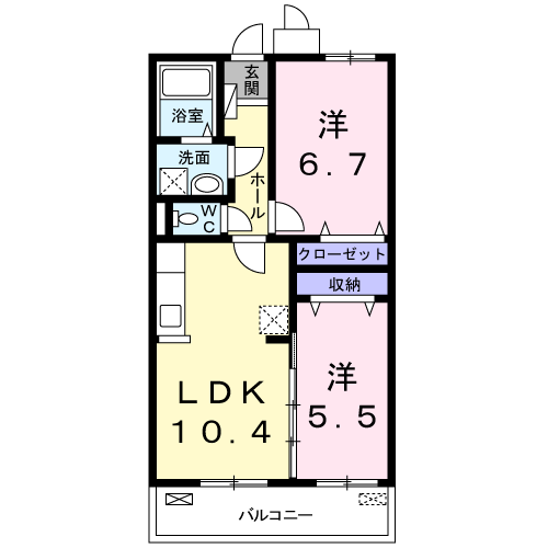 エソール パラディス(2LDK/3階)の間取り写真