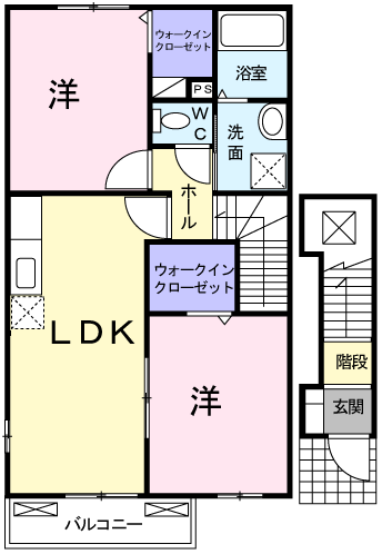 カーサセレノ 壱番館(2LDK/2階)の間取り写真