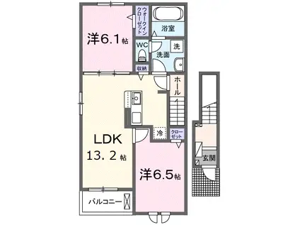 コルーハウス Ⅱ(2LDK/2階)の間取り写真