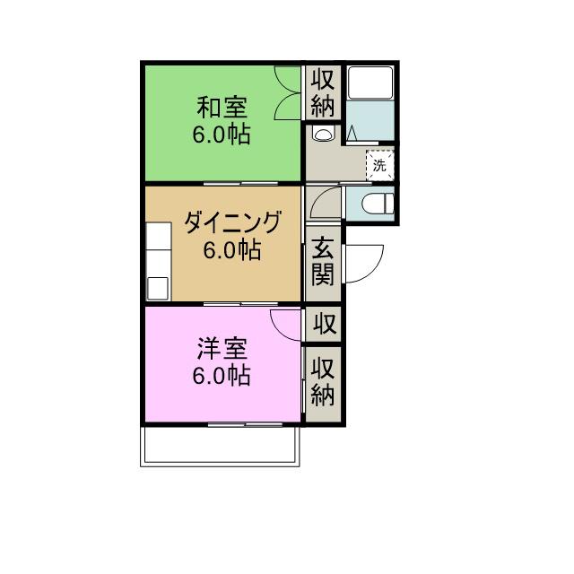 フレグランス壱番館(2DK/1階)の間取り写真