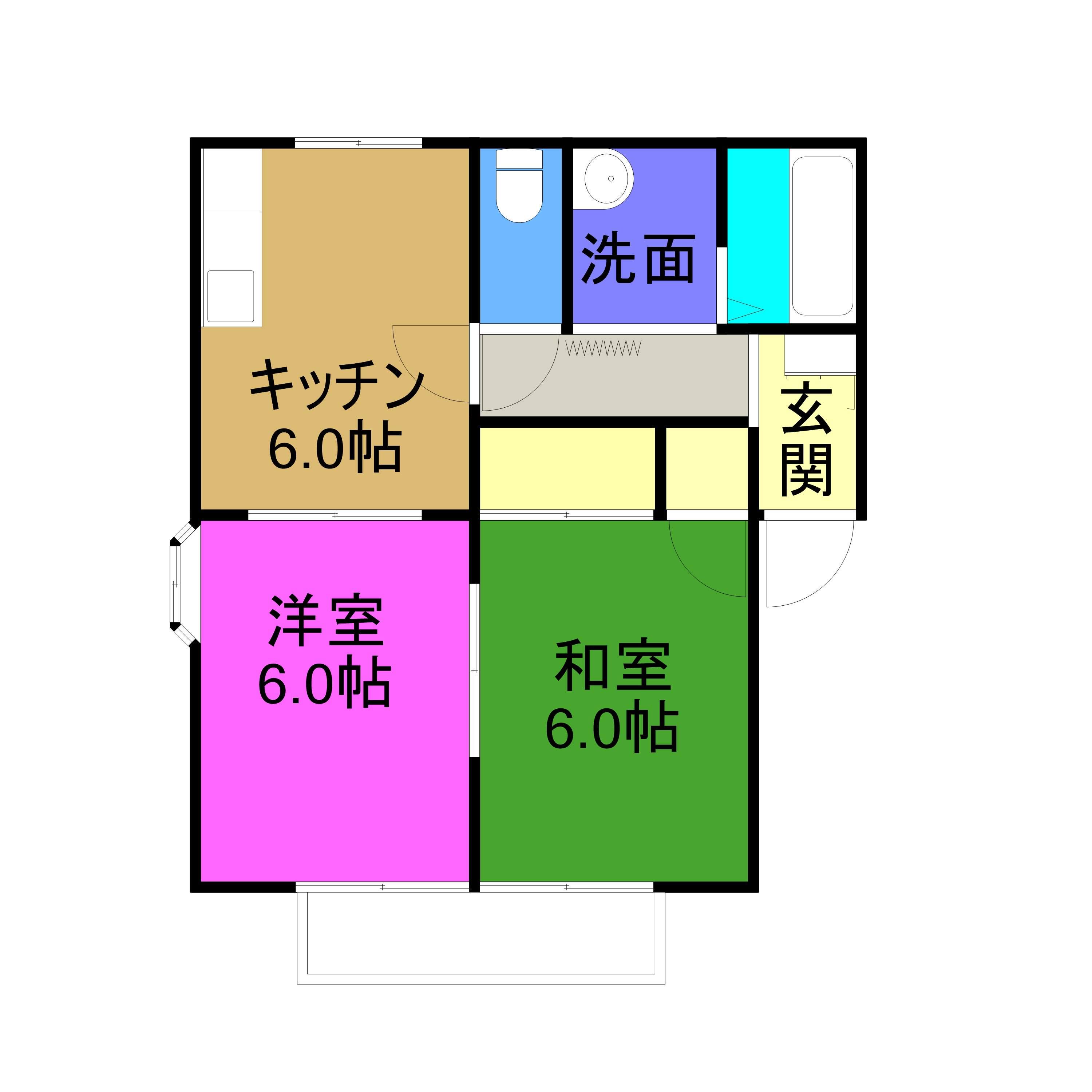 フレグランス・プラージュ(2DK/2階)の間取り写真