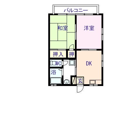 ハイツ新町3号棟(2DK/2階)の間取り写真