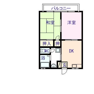 ハイツ新町3号棟(2DK/1階)の間取り写真