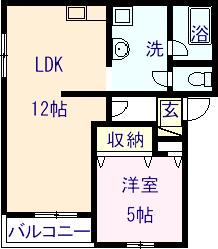 グランパ・ハート(1LDK/1階)の間取り写真