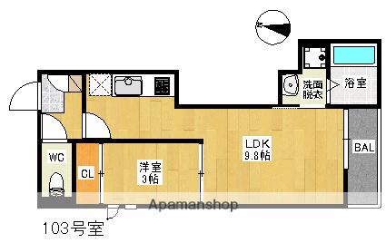 GRANDTIC MIRAIZ(1LDK/1階)の間取り写真