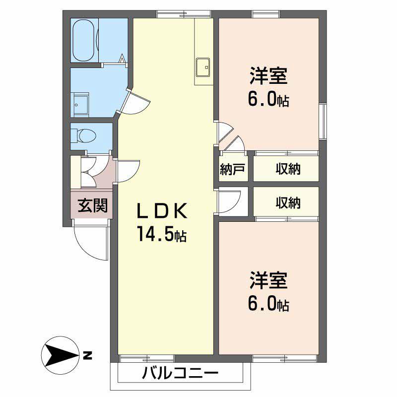 サニーコート山村(2LDK/1階)の間取り写真