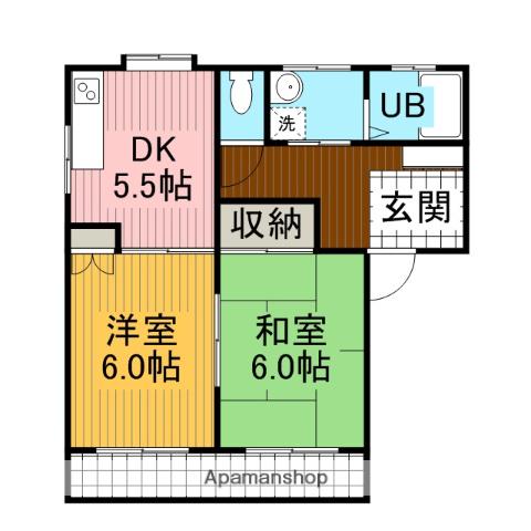 コーポラスWITH(2DK/2階)の間取り写真