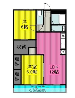 ハイツFUJI(2LDK/2階)の間取り写真