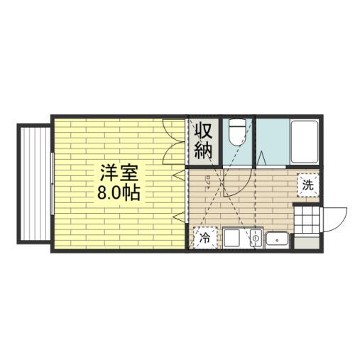 ヴィレッジ鈴川(1DK/2階)の間取り写真