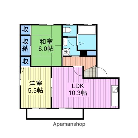 グリーンヒル(2LDK/2階)の間取り写真