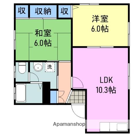 グリーンヒル(2LDK/1階)の間取り写真