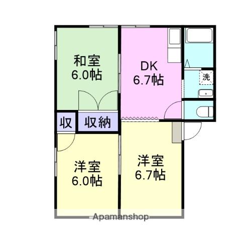 ウエストコーポ(2LDK/1階)の間取り写真