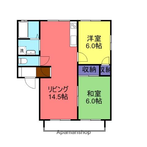 プロムナードK(2LDK/2階)の間取り写真