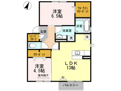 リバージュK(2LDK/2階)の間取り写真