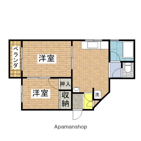谷本アパート(2DK/1階)の間取り写真