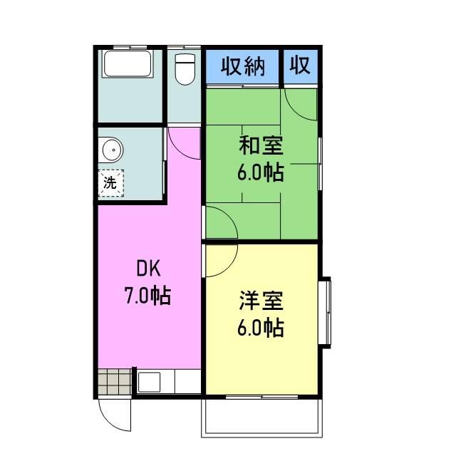 エクセルKOYO(2DK/2階)の間取り写真