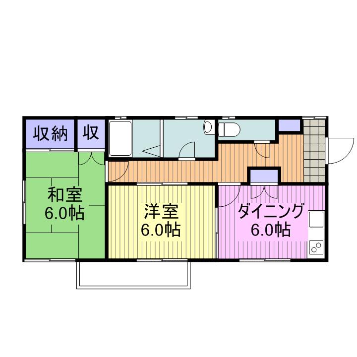 ファミールフォー(2DK/1階)の間取り写真