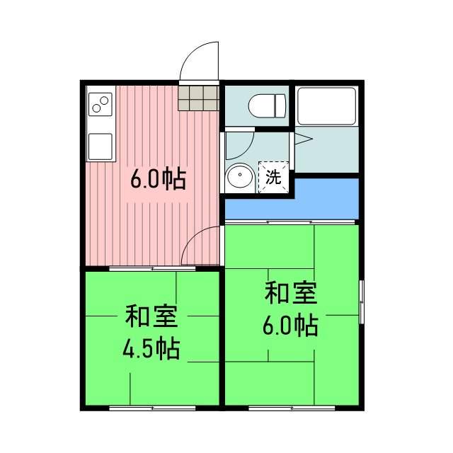 西グリーンハイツB(2DK/1階)の間取り写真