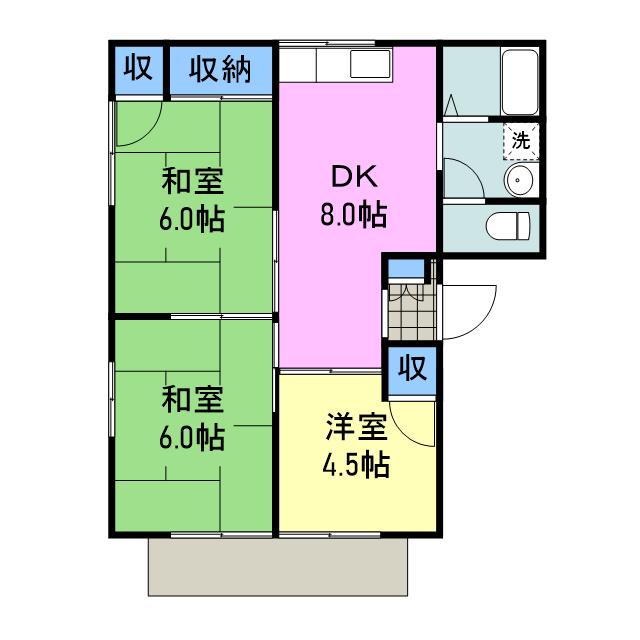 フレグランス三笠(3DK/1階)の間取り写真