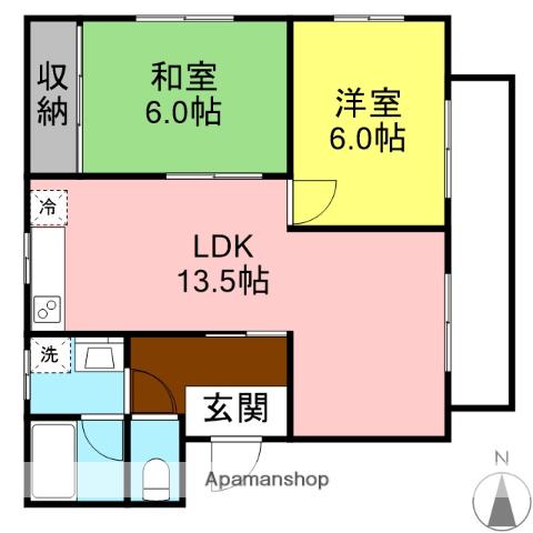 サンキャッスル高藤(2LDK/4階)の間取り写真