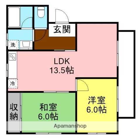 サンキャッスル高藤(2LDK/4階)の間取り写真