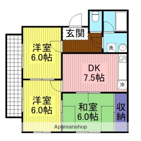 サンキャッスル高藤(3DK/2階)の間取り写真