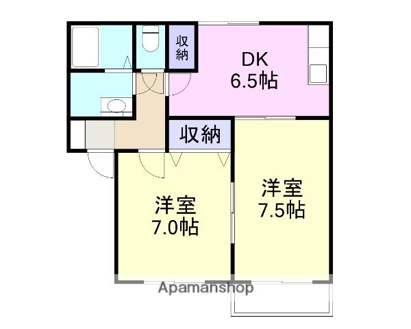 グランディール装束(2DK/2階)の間取り写真