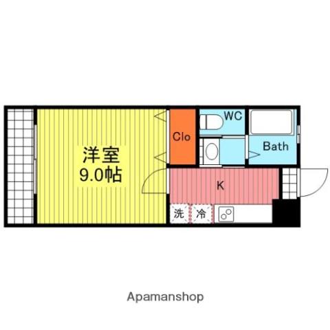 デ・グラニート(1K/3階)の間取り写真