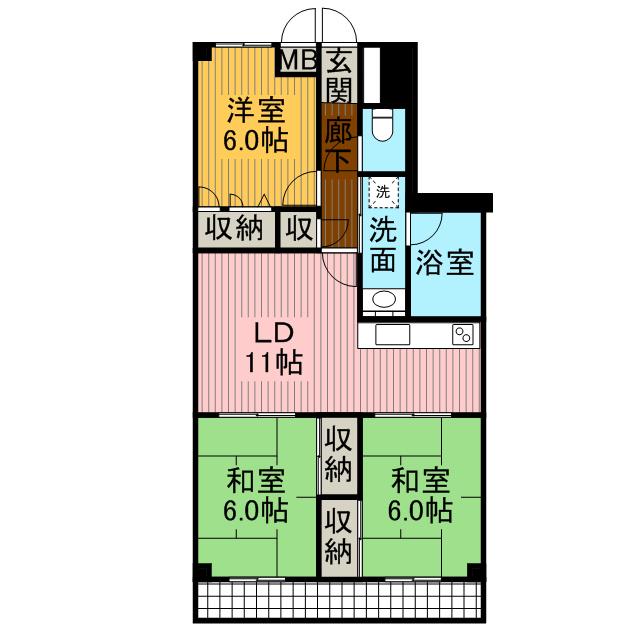 ガーデンパレス山手(3LDK/1階)の間取り写真