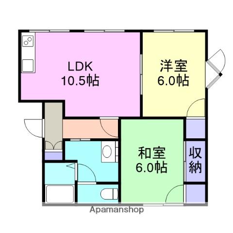 メゾンフルフル2(2LDK/2階)の間取り写真