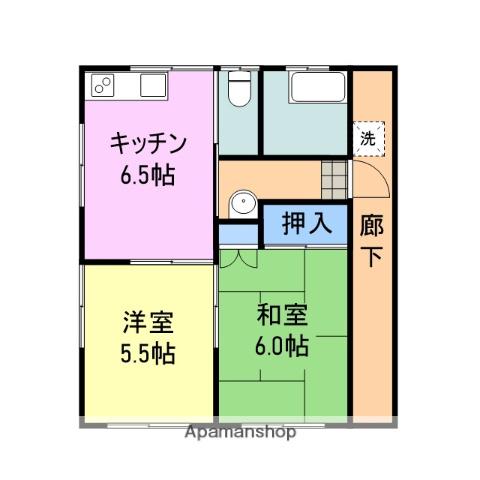 川崎アパート(2DK/2階)の間取り写真