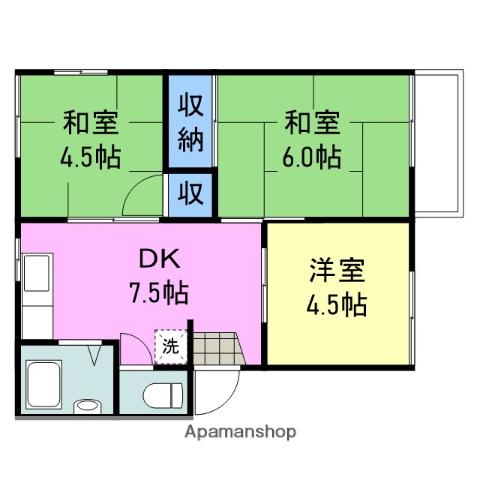 あけぼのハイツ(3DK/2階)の間取り写真