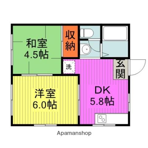メゾンコスモス(2DK/1階)の間取り写真
