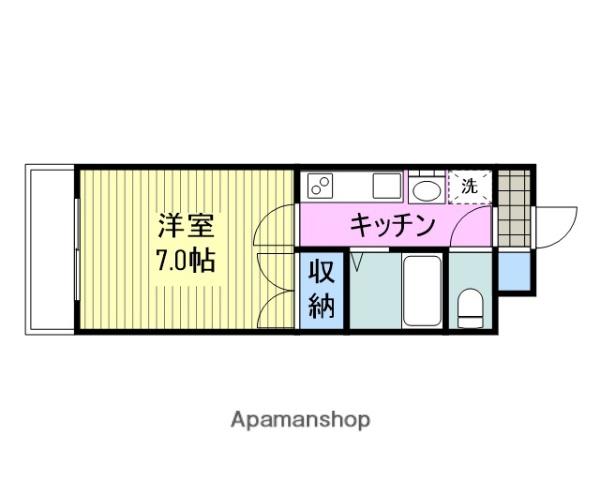 グランデール麻里布(1K/4階)の間取り写真