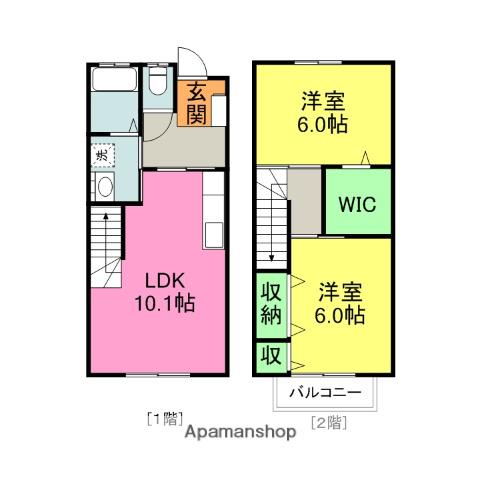 カーサKIYA(2LDK/1階)の間取り写真