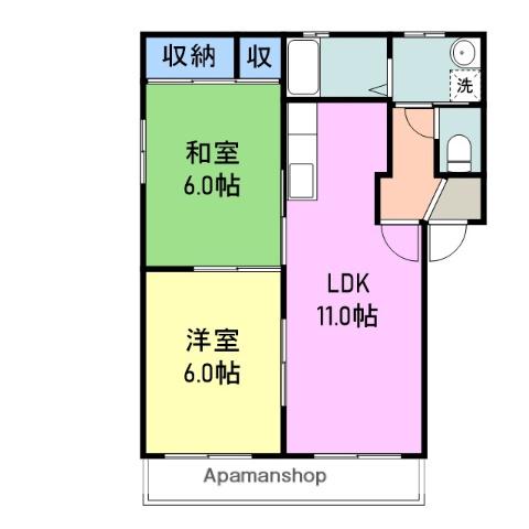 バリュージュアサヒ(2LDK/1階)の間取り写真