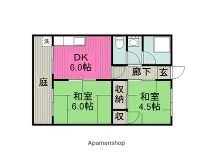 山陽本線 岩国駅 徒歩13分 1階建 築44年(2DK)の間取り写真